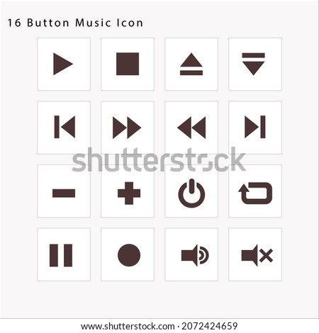 Audio control icons. Media control buttons can use for website, mobile application, :play, pause, stop, eject, end, first, ffw, frw, record, down, switch off, add, remove, repeat and shuffle symbol