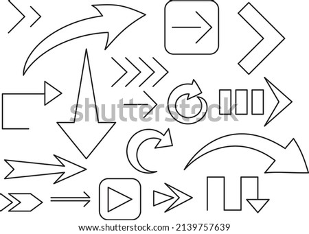 Different arrows style pack with different movement and direction, dynamic form and movement, circle and rect lines, big and small.