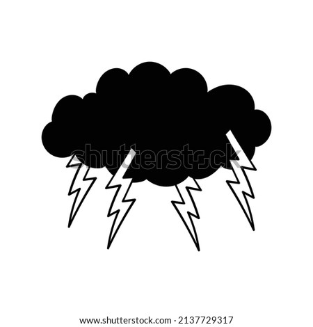 hand drawn cloud lightning doodle illustration for tattoo stickers etc