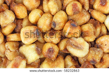 Close view of roasted salted corn nuts