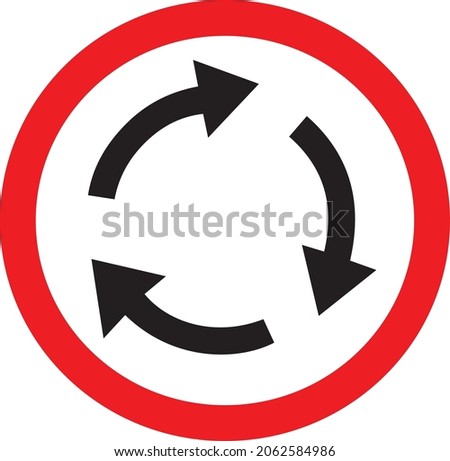 Colored traffic signs for all types of vehicles to circle on the left side of the roundabout