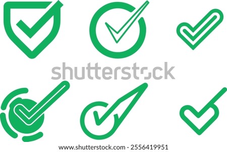 Green check mark arrow and checklist icon bundle file