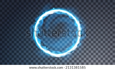 Modern magic portal symbol. Ethereal lightning substance sign and strange flame spark. Decor elements for magic doctor, shaman, medium. Luminous trail effect on transparent background.