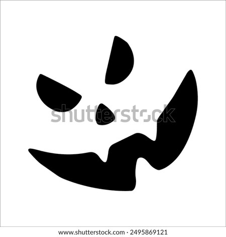 Halloween face emotion, vector illustration isolated, single element. Face image pumpkin cut out, monster face, scary emotion, sinister. Print for t-shirts or backgrounds, wallpapers, pictures, etc..