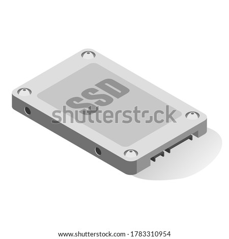 SSD icon, Solid State Drive storage device. Information and data save equipment. Vector flat style cartoon illustration isolated on white background