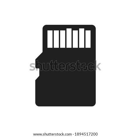 SD card bold black silhouette icon isolated on white. Secure digital memory pictogram. Data storage small device for PC, portable equipment, tool vector element for infographic, web.