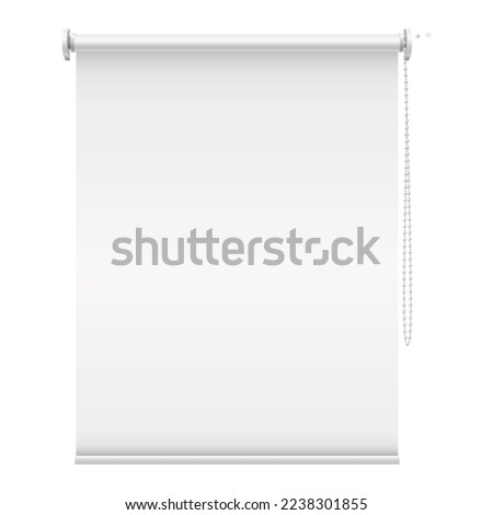 White window blinds horizontal roll curtains shadow for sunlight protection realistic vector illustration. Closed roller material for inside privacy with aluminium construction inside daylight privacy