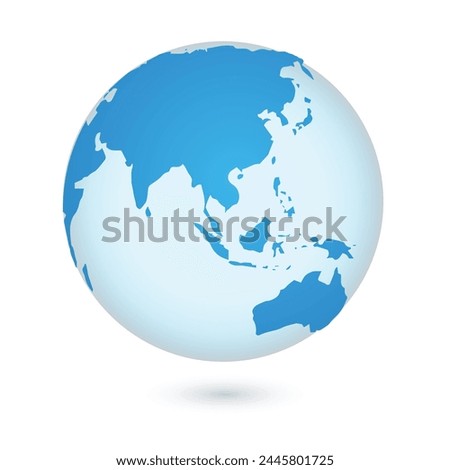 Earth globe transparent world map blue sphere shape realistic vector illustration. Geography cartography global exploration planet continent globalization international worldwide communication