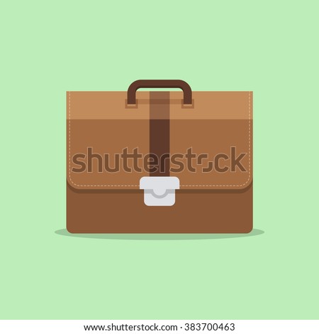 Briefcase business vector illustration in flat style. Briefcase with lock icon isolated on colored background. 