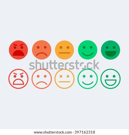 Feedback vector concept. Rank, level of satisfaction rating. Feedback in form of emotions, smileys, emoji. User experience. Review of consumer. 