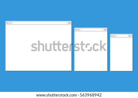 Open Internet browser window in a flat style. Design a simple blank web page. Template Browser window on your PC, tablet and mobile phone. 