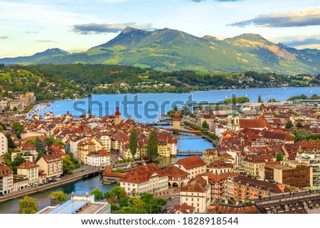 Similar – Image, Stock Photo View from Rigi Kulm Lake Lucerne and Pilatus