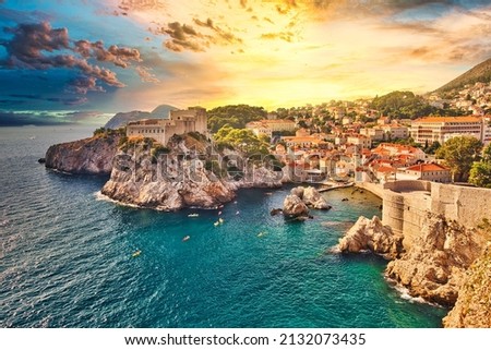 Similar – Image, Stock Photo Castle on the waterfront at sunrise