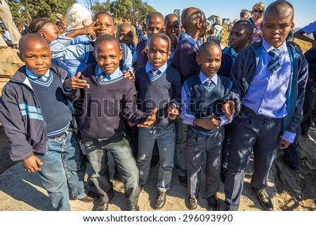 Blyde River Canyon Nature Reserve, South Africa - August 22, 2014: South African children in school uniform.