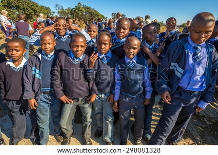 Blyde River Canyon Nature Reserve, South Africa - August 22, 2014: South African kids posing in school uniform.