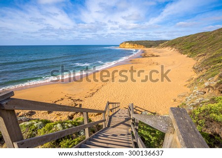 The legendary Bells Beach of the movie Point Break, near Torquay, gateway to the Surf Coast of Victoria, Australia, here starts the Great Ocean Road. this reserve includes Bells Southside and beaches.