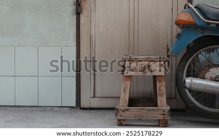 Similar – Image, Stock Photo Vintage wooden chair next to trash bin on the public street