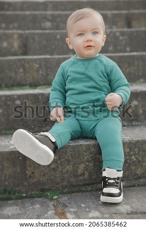 Similar – Image, Stock Photo Child sitting on stairs in skatepark