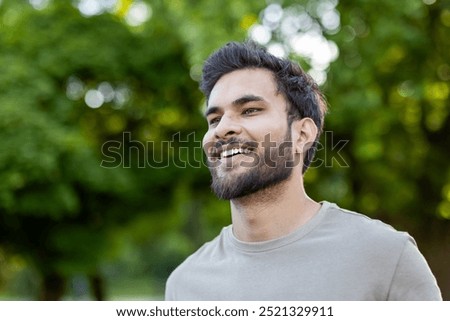 Similar – Image, Stock Photo Young ethnic sportsman walking on street