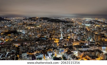 Night aerial photo, buildings emitting lights all over the city. Foto stock © 