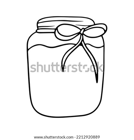 Glass jar with jam in doodle style on a white background. Vector illustration