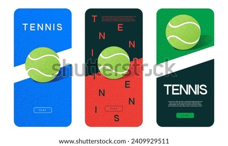 Mobile screen with a tennis ball on various color backgrounds. Bright background for mobile application, user interface, design theme. Vector wallpaper for smartphone screen