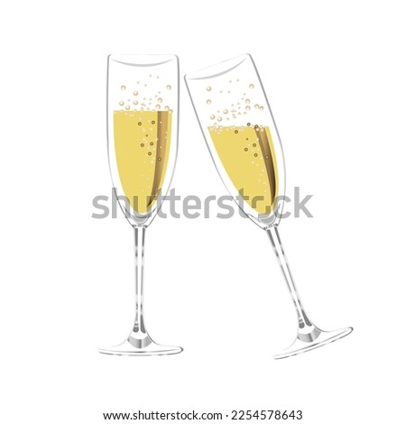 Two glasses of champagne.  vector illustration isolated on white background.