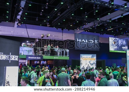 E3; The Electronic Entertainment Expo at the Los Angeles Convention Center, June 16, 2015. Los Angeles, California. The Halo and X Box demonstration area.