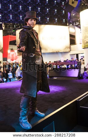 E3; The Electronic Entertainment Expo at the Los Angeles Convention Center, June 16, 2015. Los Angeles, California. An Assassin's Creed character was part of their booth.