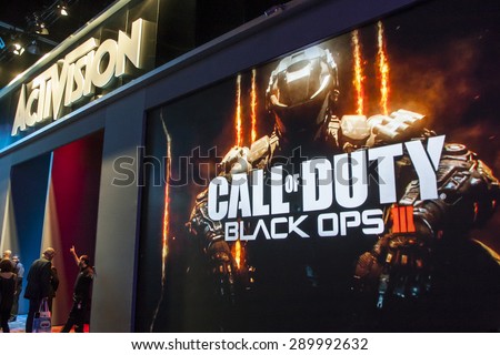 E3; The Electronic Entertainment Expo at the Los Angeles Convention Center, June 16, 2015. Los Angeles, California. Activision's booth and demo area for the video game Call of Duty Black Ops.