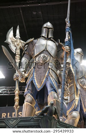July 9, 2015: San Diego Comic Con, the annual pop culture and fandom convention in San Diego, California. Fantasy armor on display at the WETA booth.
