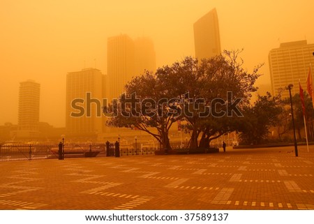 23 Sept 2009: Sydney, Australia, covered in a blanket of dust during an extreme dust storm.