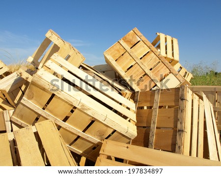 Empty wooden crates stacked