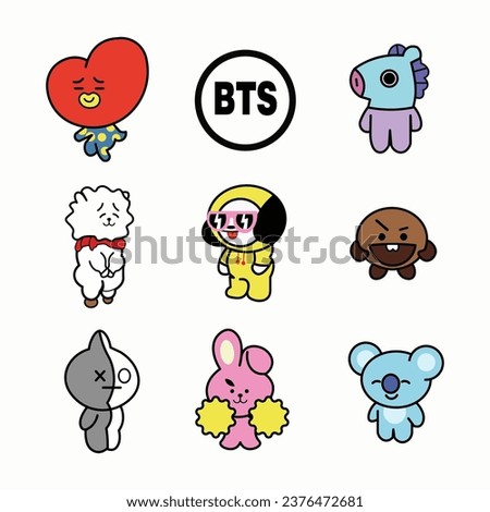 BT21 character stickers with beautiful colors suitable for kpop fans