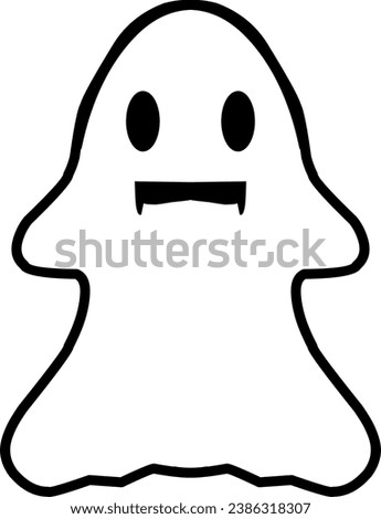 Minimalist ghost silhouette with fangs