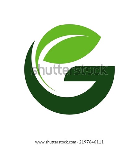 letter G and green leaves