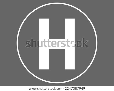 Helicopter icon. Vector aircraft landing site isolated on dark background