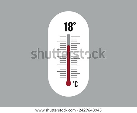 18° degrees Celsius. Thermometer vector to measure climate temperature, weather forecast and heat concept