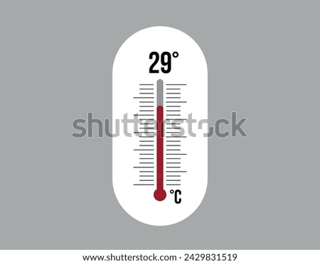 29° degrees Celsius. Thermometer vector to measure climate temperature, weather forecast and heat concept