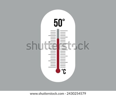 50° degrees Celsius. Thermometer vector to measure climate temperature, weather forecast and heat concept
