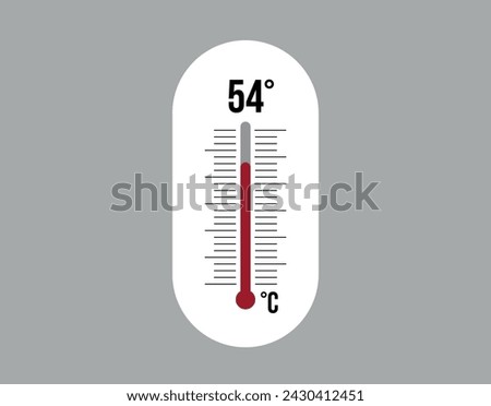 54° degrees Celsius. Thermometer vector to measure climate temperature, weather forecast and heat concept