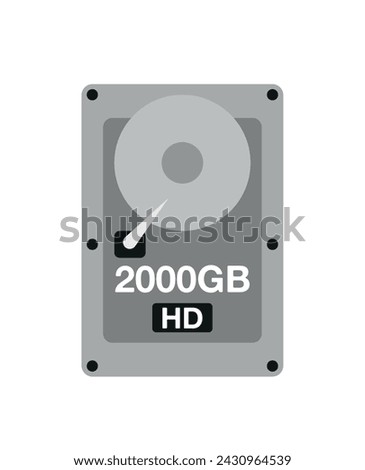 2000 GB HD. Vector hard drive data storage, technology and backup concept isolated on white background