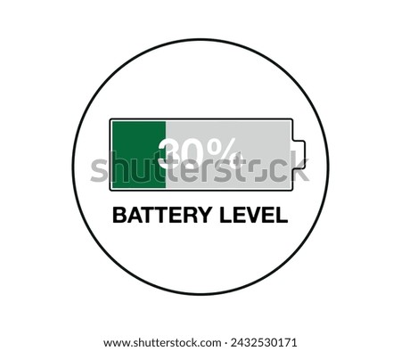 30% battery level. Design battery percentage, power of smartphone and mobile devices