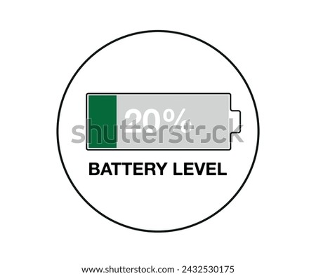 20% battery level. Design battery percentage, power of smartphone and mobile devices
