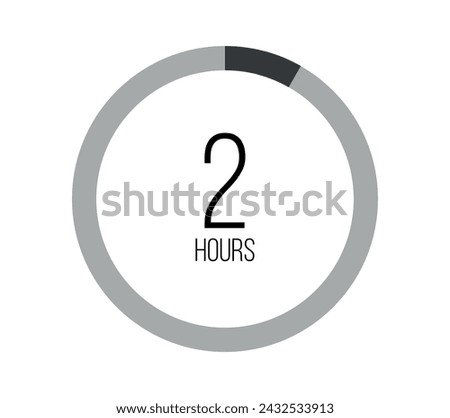 2 hours. Modern round clock, hour counter and technological time. Vector on white background