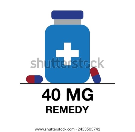 40 mg remedy. Medicine pill vector with milligrams, medicine and health care concept