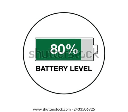 80% battery level. Design battery percentage, power of smartphone and mobile devices