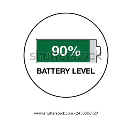 90% battery level. Design battery percentage, power of smartphone and mobile devices