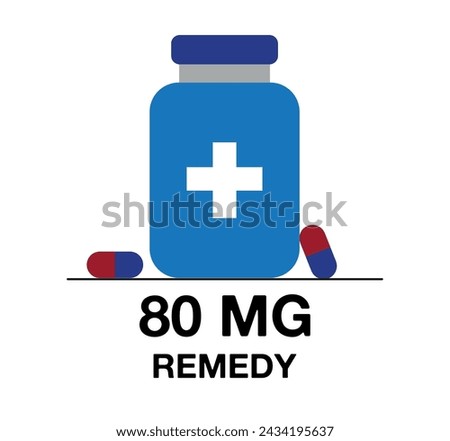 80 mg remedy. Medicine pill vector with milligrams, medicine and health care concept