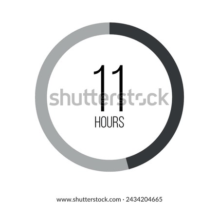 11 hours. Modern round clock, hour counter and technological time. Vector on white background